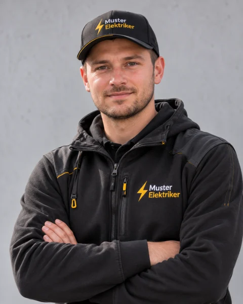 Porträt von Kevin, Elektroniker mit Kappe