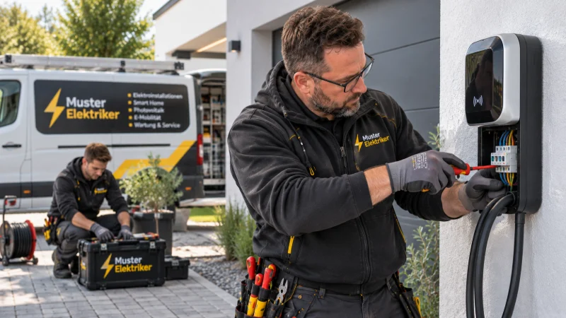 Anschluss der Wallbox in der Garage