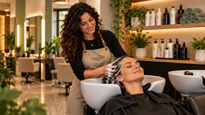 Haarwäsche mit entspannender Kopfmassage